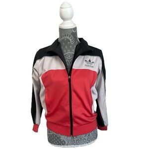 Vintage RARE Old School Adidas Women’s Track Jacket Coral/White/Gray Size Medium